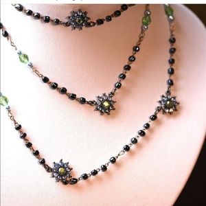 Handcrafted French Blue Rosary Necklace.